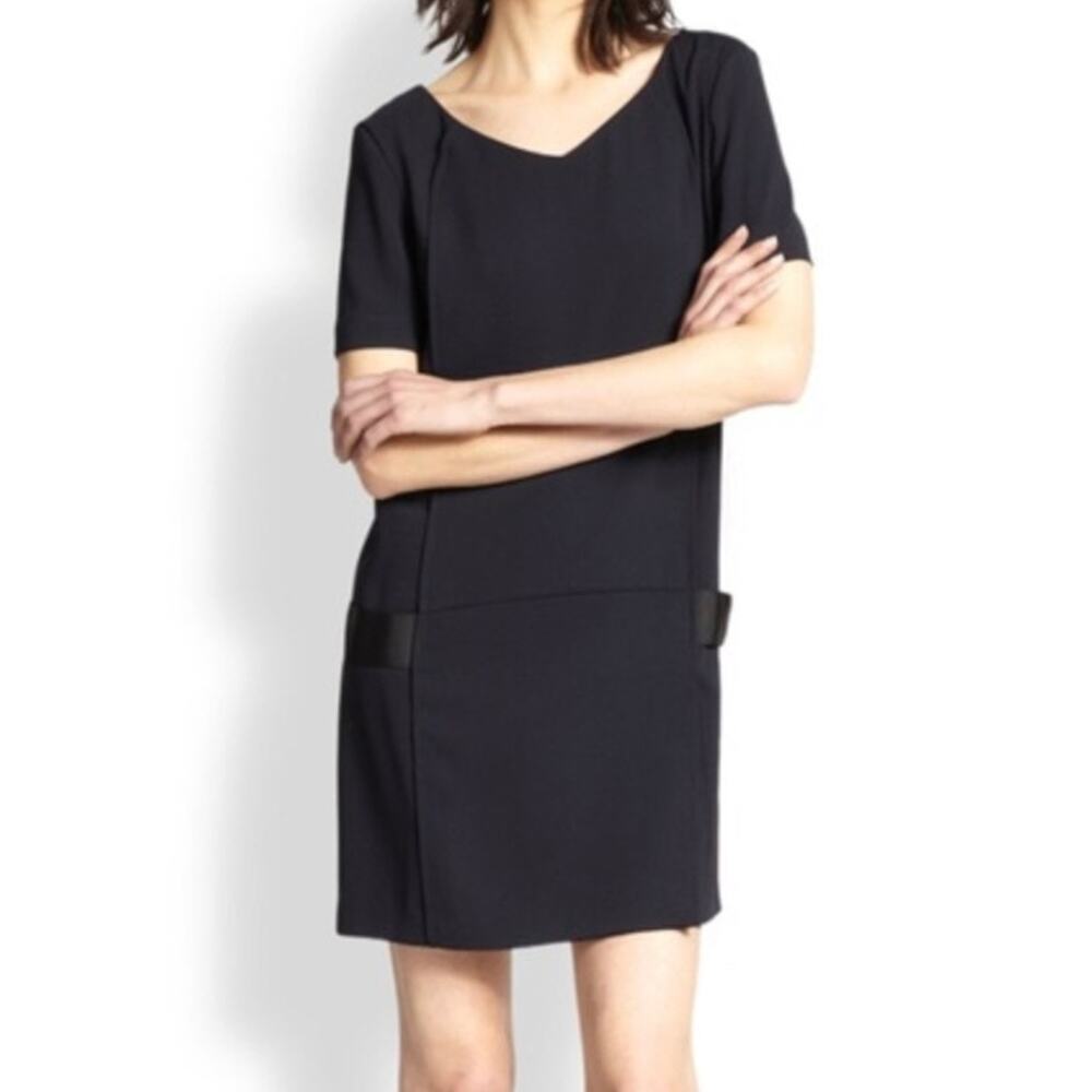 The Kooples Black Panel Mini Dress - Lambskin Leather Trim - Size XS